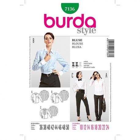 Patron Burda Style 7136 Chemisier Blouse 36/50