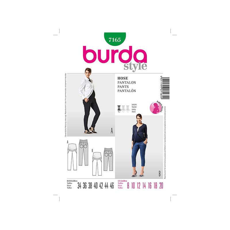 Patron Burda Future Maman 7165 Pantalon 34/46