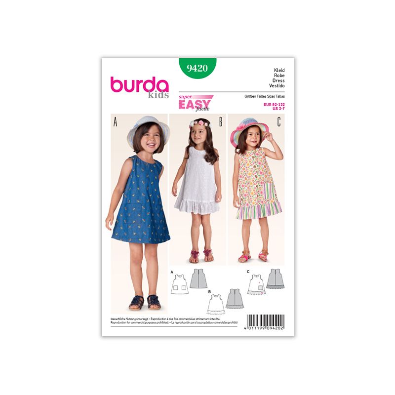 Patron Burda Kids 9420 Robe 92/122CM