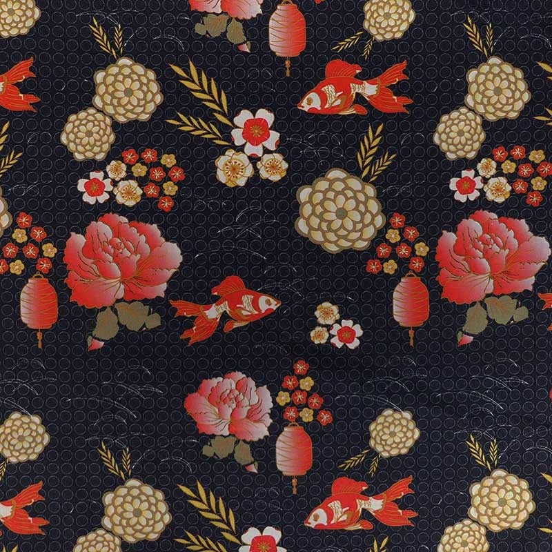 Tissu Coton Imprimé Yozu Noir