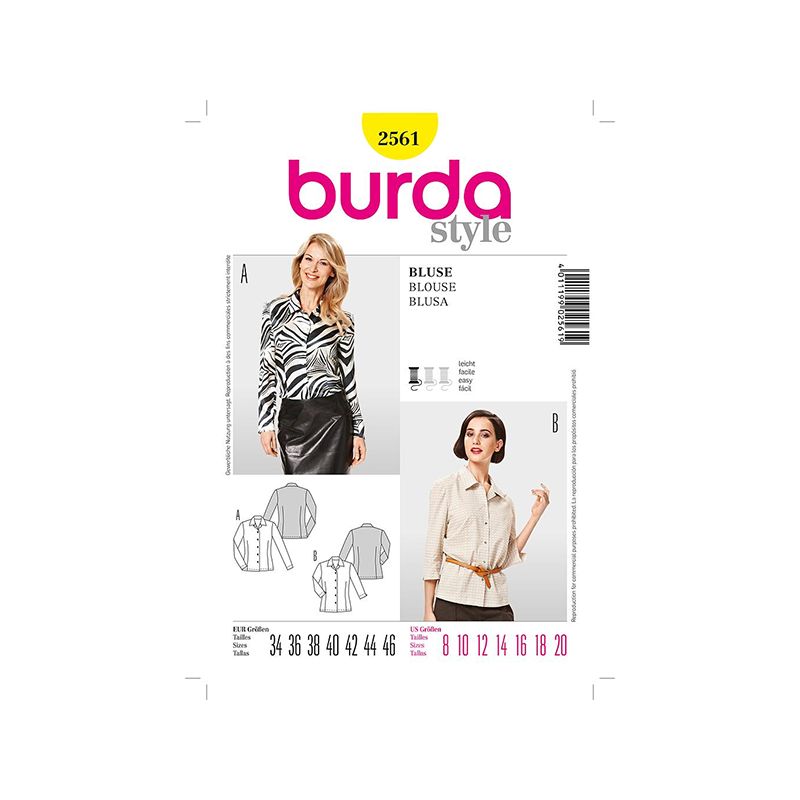 Patron Burda Style 2561 Chemise 34/46