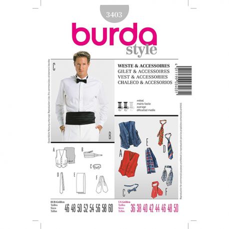 Patron Burda Style 3403 Gilet Accessoires 46/60