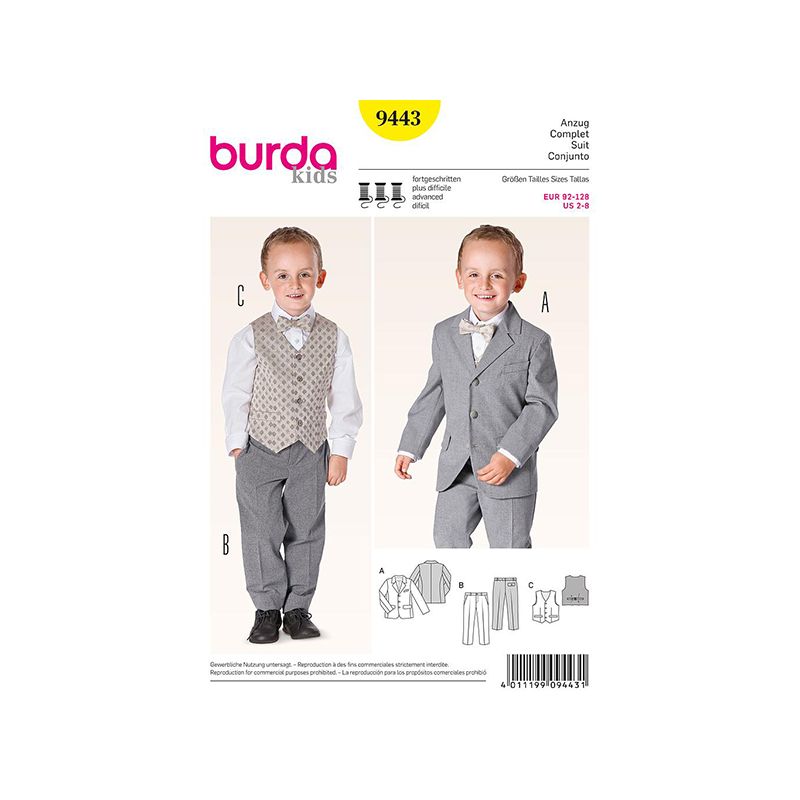 Patron Burda Kids 9443 Ensemble Costume 92/128
