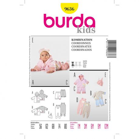 Patron Burda Kids 9636 Chandail Pantalon Grenouillère