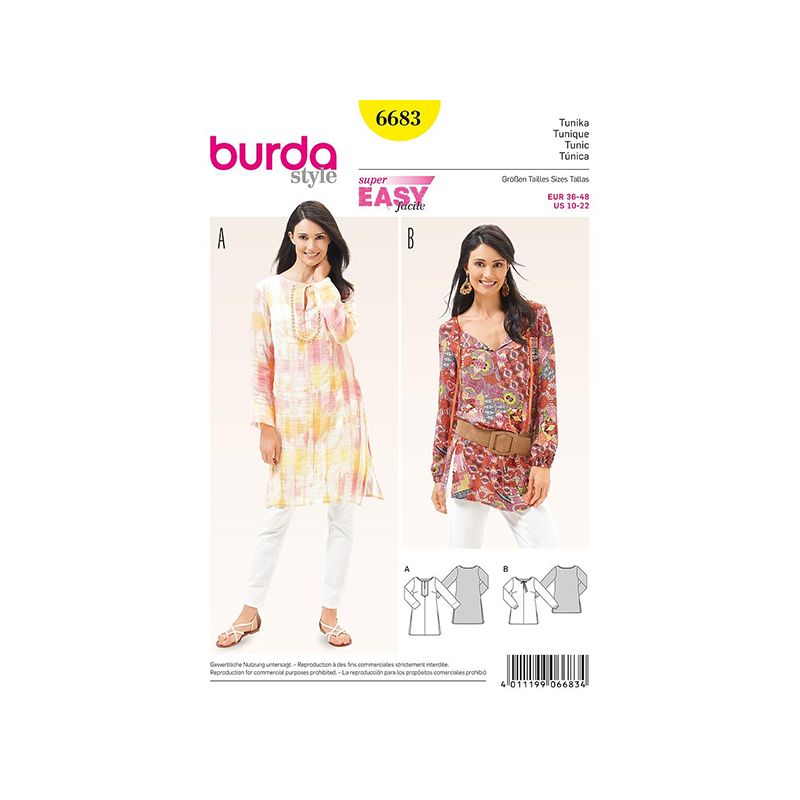 Patron Burda Style 6683 Tunique 36/48