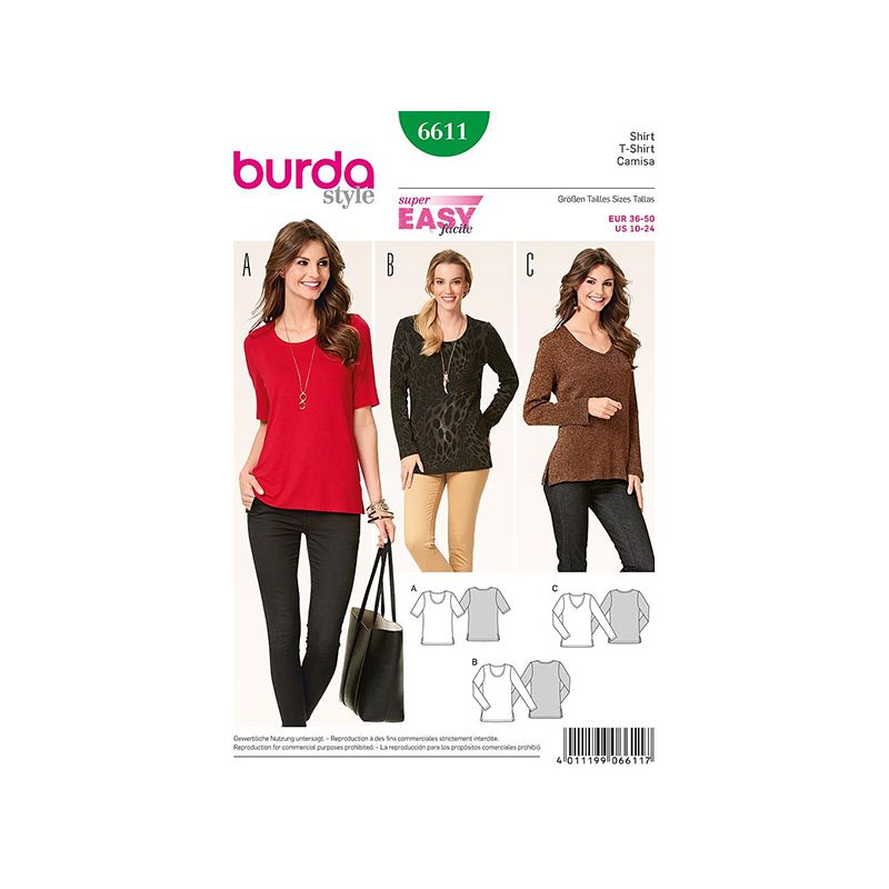 Patron Burda Style 6611 T Shirt 36/50