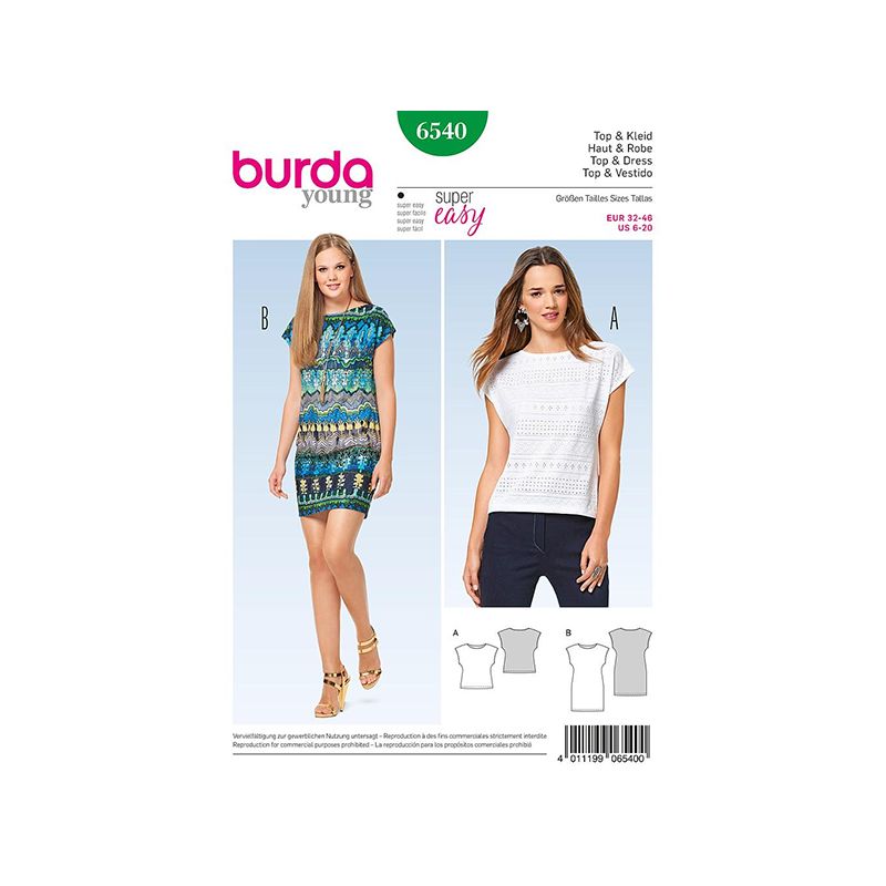 Patron Burda Style 6540 Haut et Robe