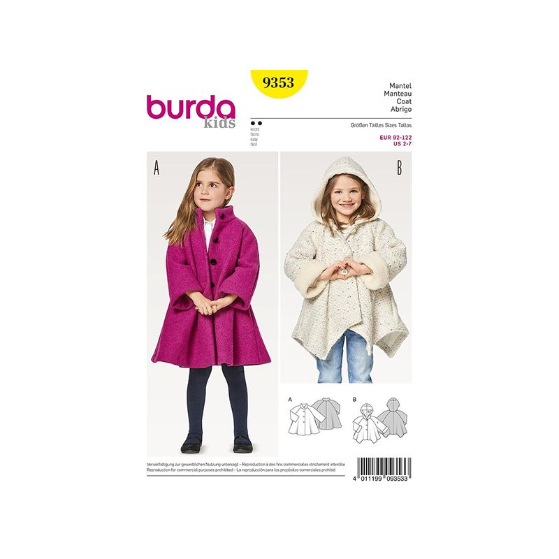 Patron Burda Kids 9353 Manteau