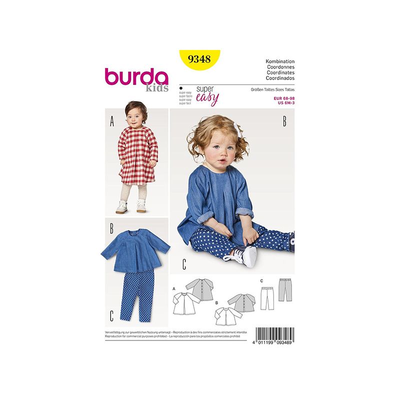 Patron Burda Kids 9348 Ensemble Robe Blouse