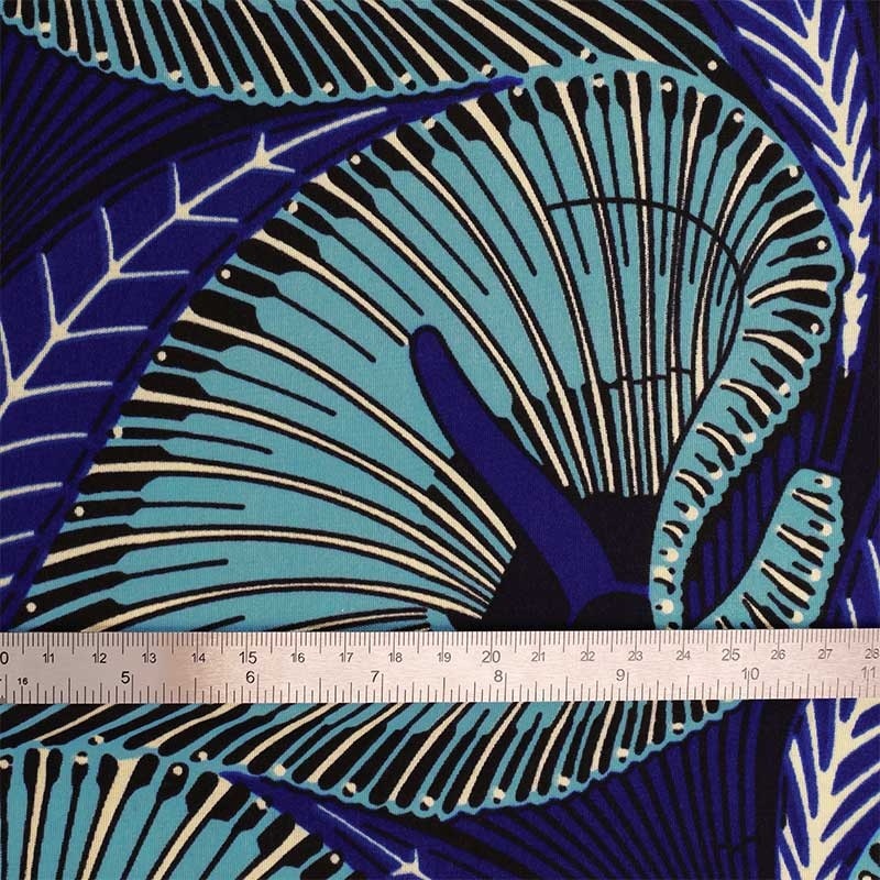 Tissu Coton Imprimé Floral Bleu Fait Main Indien - 7 Yards (6,4 M) - Neuf