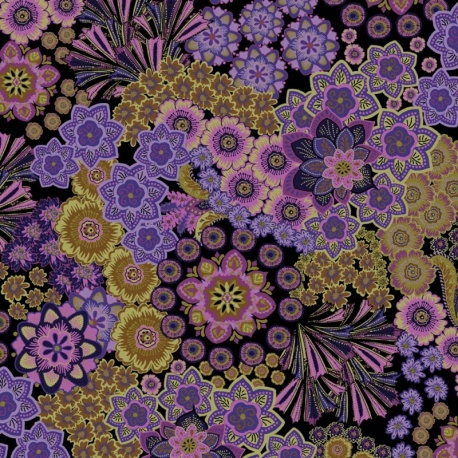 Tissu Viscose Imprimée Fleur Violet 