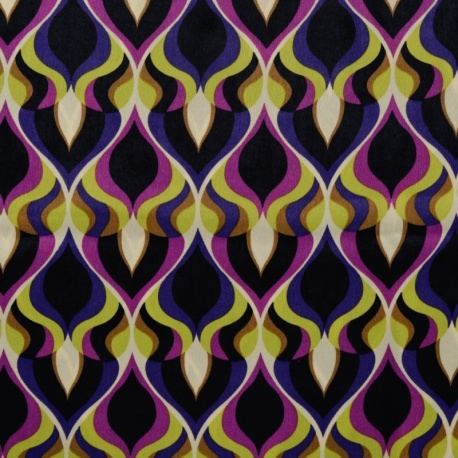 Tissu Satin Polyester Imprimé Goutte Violet 