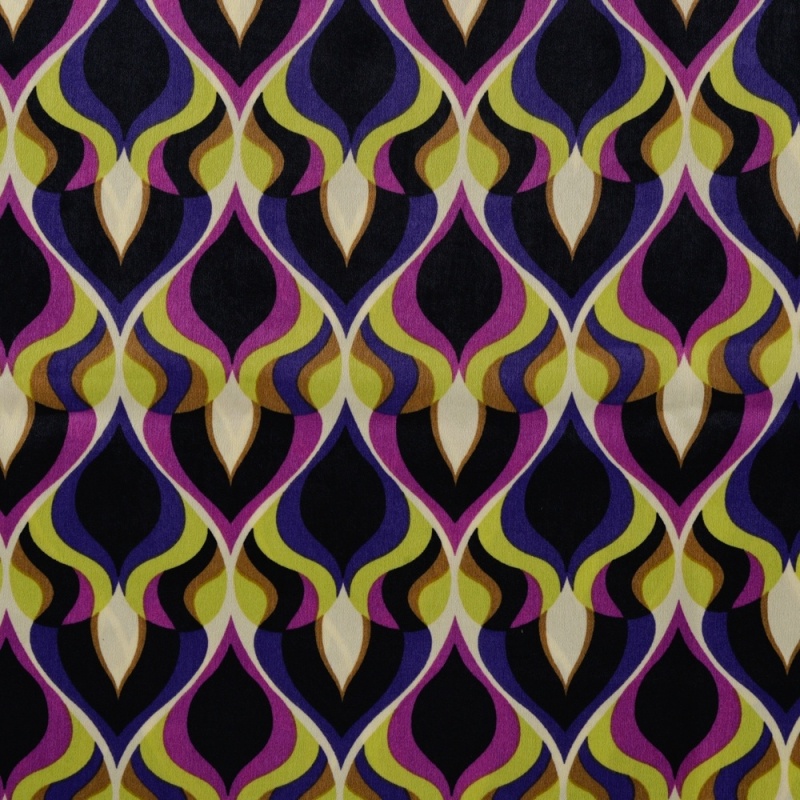 Tissu Satin Polyester Imprimé Goutte Violet 