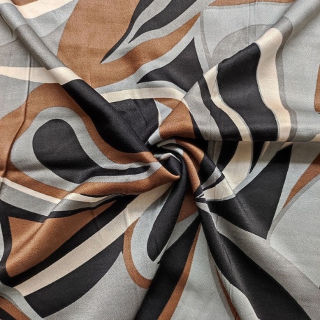 Tissu Viscose Satiné Imprimé Caramel