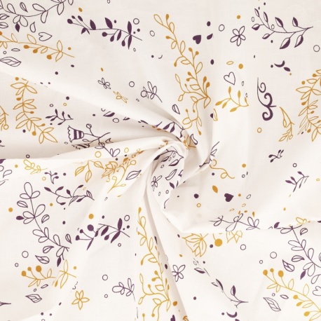 Tissu Fleurs Coton 57fils Jaune 