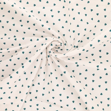 Tissu Coeur Coton 57fils Canard 