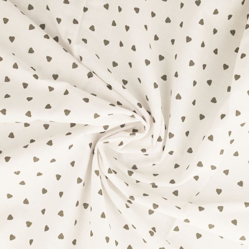 Tissu Coeur Coton 57fils Taupe
