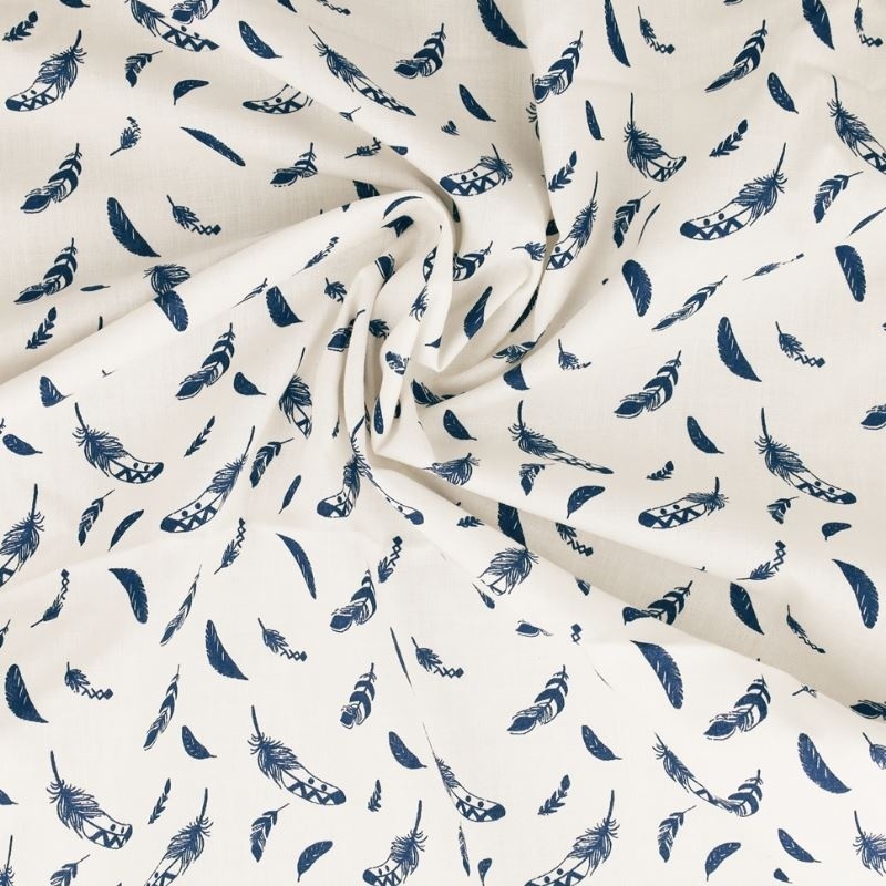 Tissu Plume Coton 57fils Indigo 