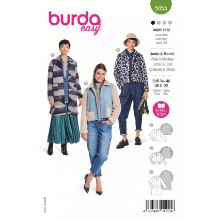 Patron 5855 Burda Veste Et Manteau 34/48