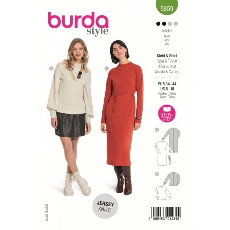 Patron 5859 Burda Robe Et Tshirt 34/44