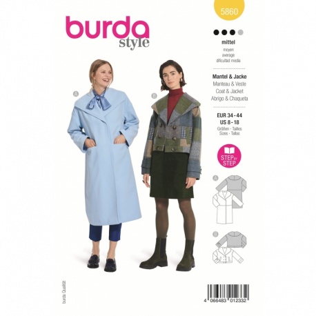 Patron 5860 Burda Veste Et Manteau 34/44