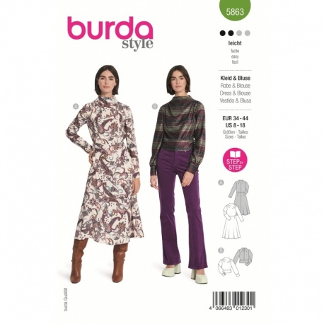 Patron 5863 Burda Robe Et Blouse 34/44