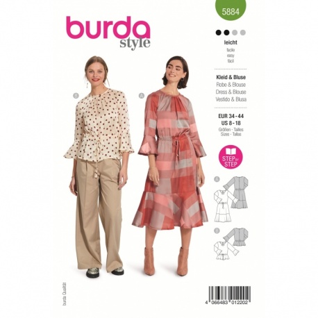 Patron 5884 Burda Blouse Et Robe 34/44