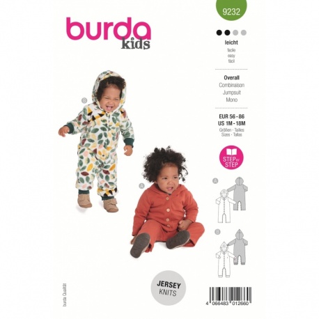 Patron 9232 Burda Kids Grenouillere 56-86