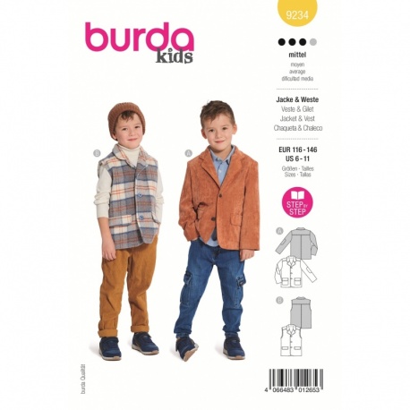 Patron 9234 Burda Kids Veste Et Gilet 116/146