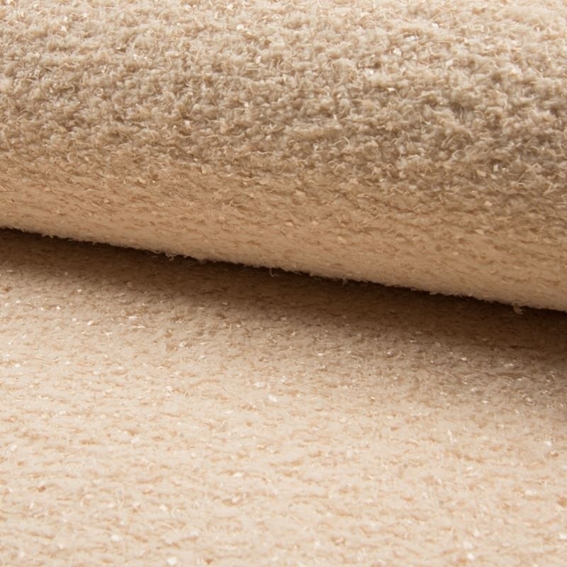 Tissu Mouton Frisé Brillant Ecru 
