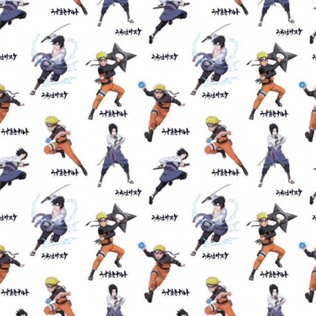 Tissu Licence Naruto Blanc 