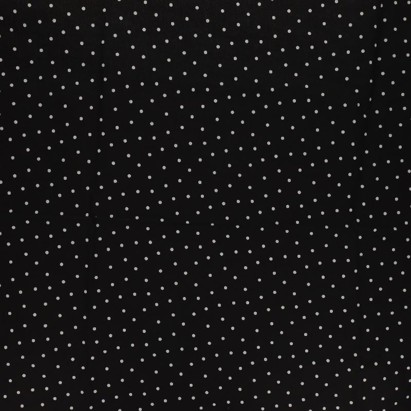 Tissu Coton Noir à Petits Pois Blancs - Largeur 142 Cm - Vendu Au Mètre - Neuf