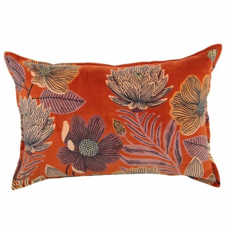 Housse de Coussin Flore Orange Brûlée