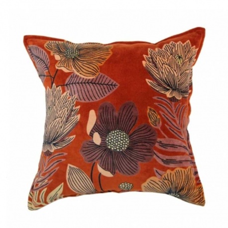 Housse de Coussin Flore Orange Brûlée