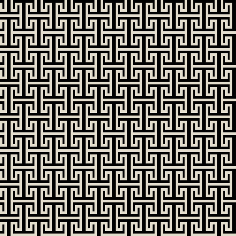 Tissu Viscose Imprimé Labyrinthe Noir 