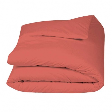 Linge de Lit LENA en Percale Unie Terracotta