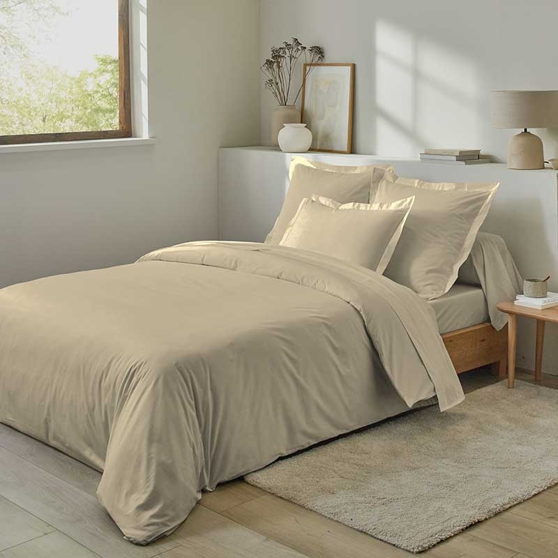 Linge de Lit LENA en Percale Unie Coloris Lin