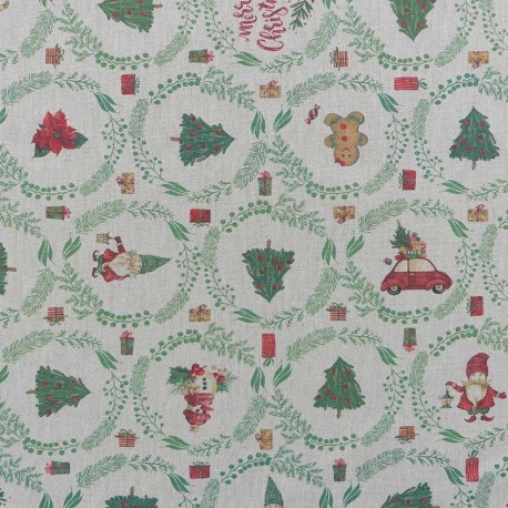 Tissu Hycu Toile Fond Coloris Lin Noel Vert 