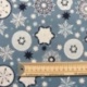 Tissu Coton Noël Imprimé Etoile Bleu Gris