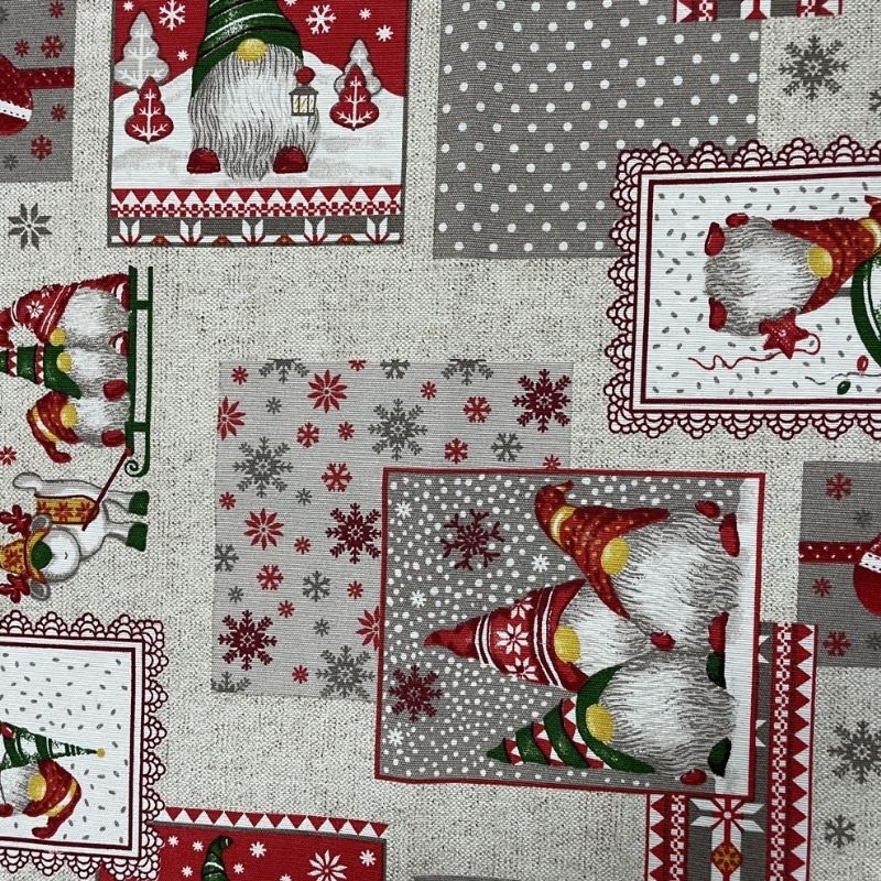 Tissu Imprimé Gnomos Patch Ecru