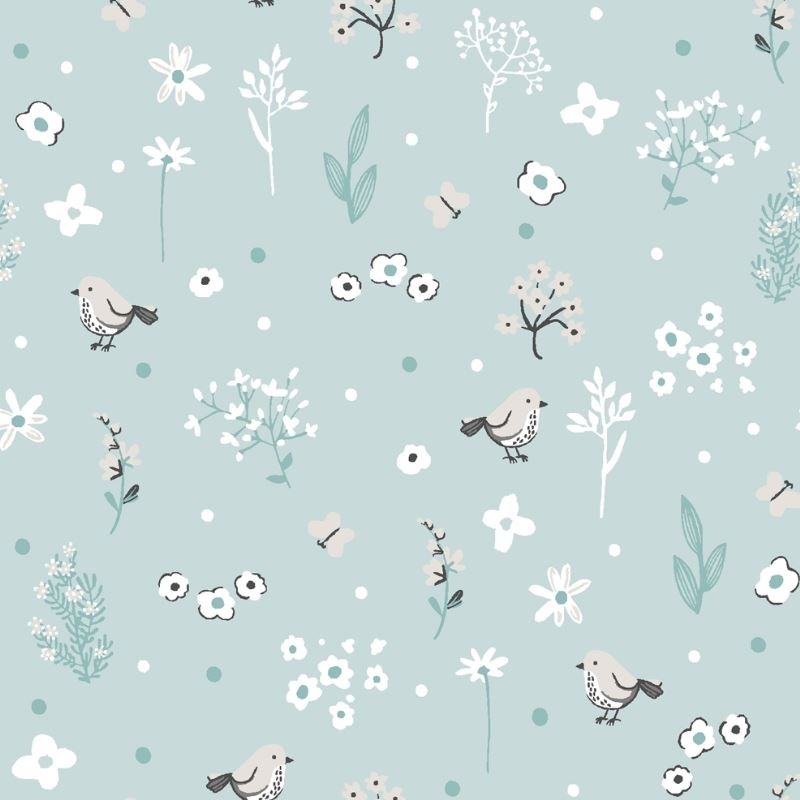 Tissu Imprimé Birdy Bleu 