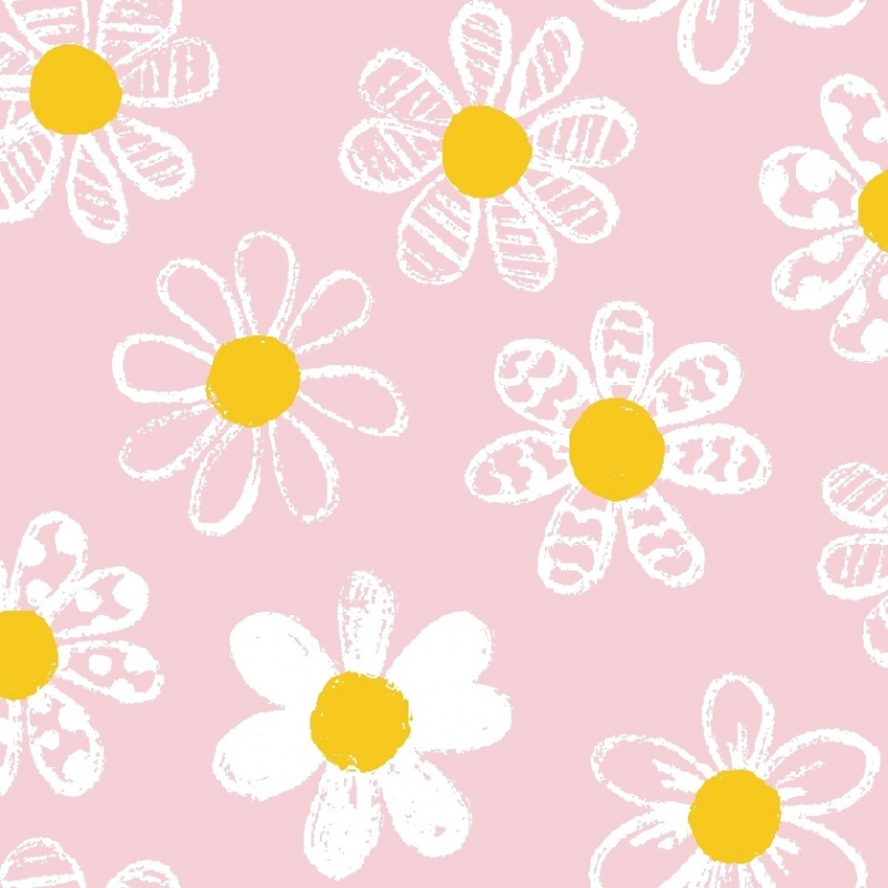 Tissu Imprimé Paquerette Rose 