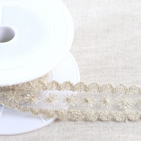 Broderie métallique sur tulle