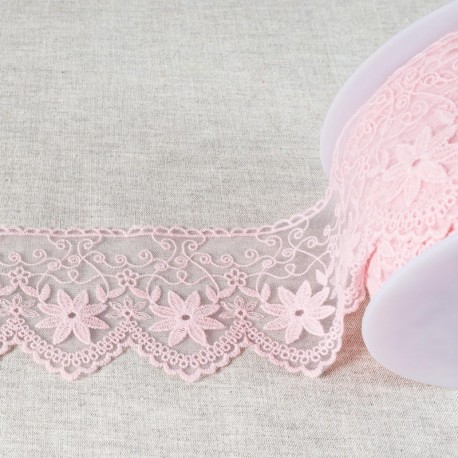 Tulle brodé edelweiss mat
