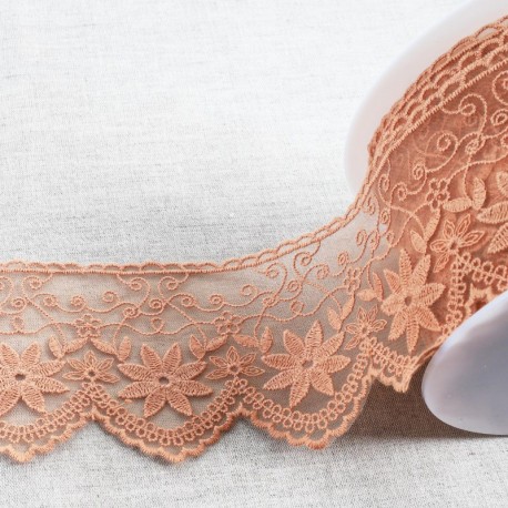 Tulle brodé edelweiss mat