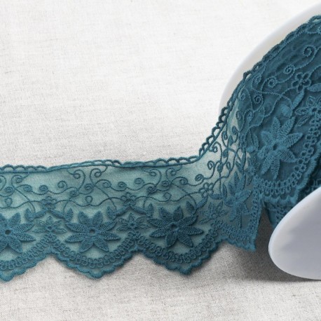 Tulle brodé edelweiss mat
