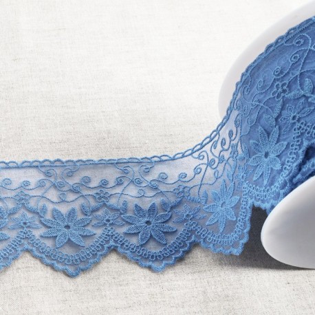 Tulle brodé edelweiss mat