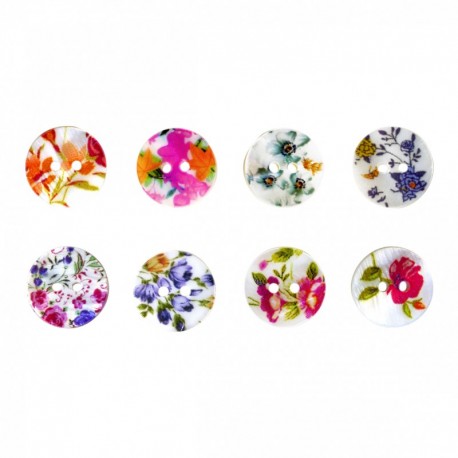 Boutons nacre fleuris