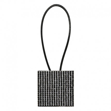 Magnet carré strass cordon cuir