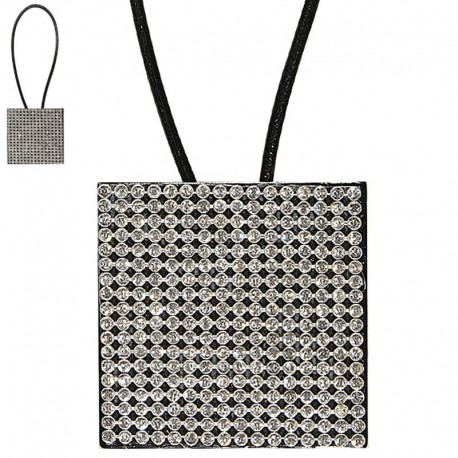 Magnet carré strass cordon cuir